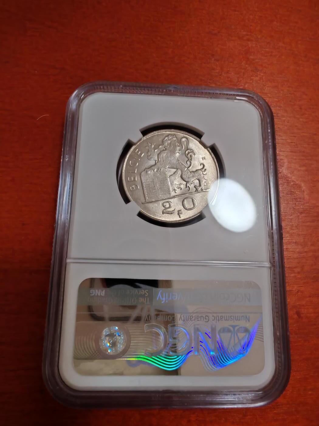 长老汇蛇年精选第十一场拍卖  1949 比利时商业神20法郎银币，NGC MS64分，弗莱芒语，唯一冠军