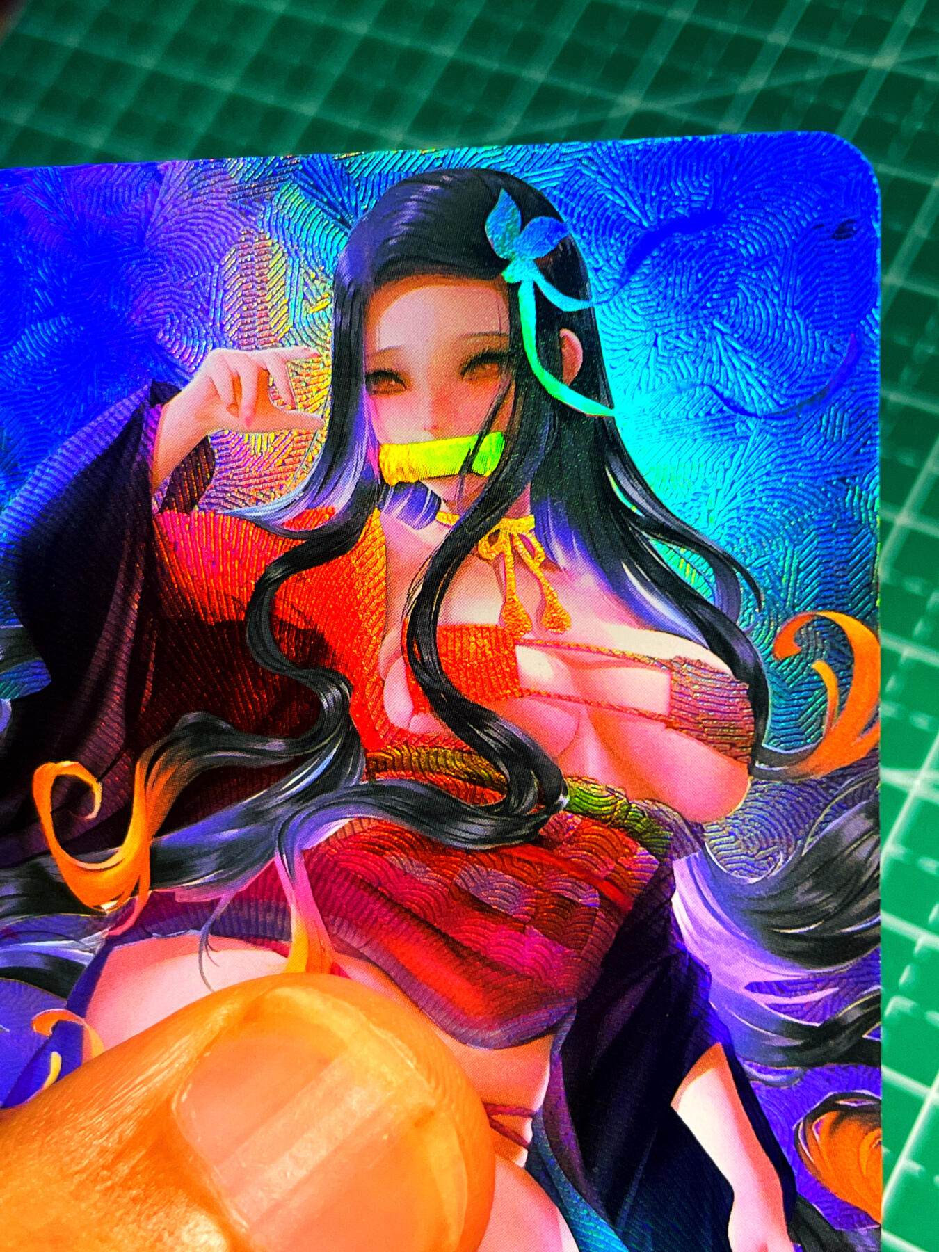 显眼宝15期 美人如玉 皇帝新衣卡牌  鬼灭之刃豆子1张   折光彩闪60*87
