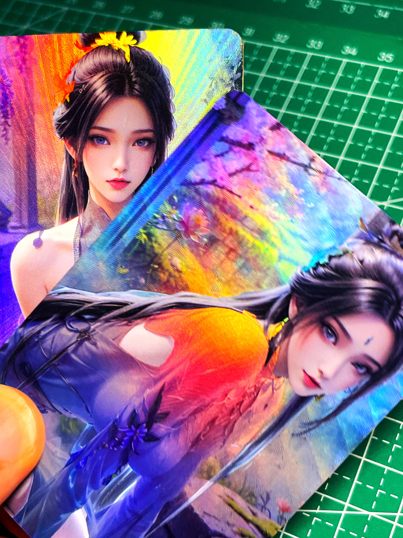 显眼宝15期 美人如玉 皇帝新衣卡牌  国漫陆雪琪对卡2张   折光彩闪60*87