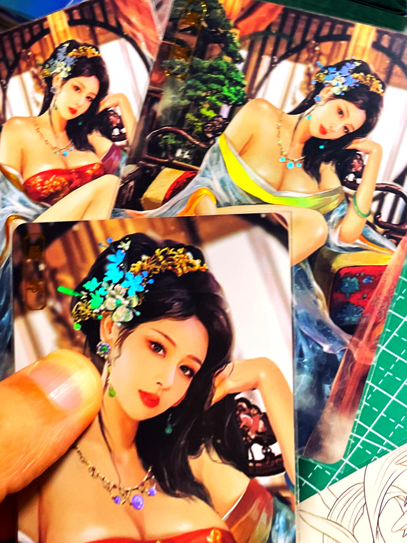 显眼宝15期 美人如玉 卡将卡牌  著名  严蕊  金彩卡 一套三张