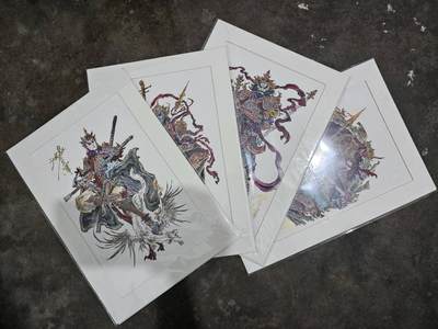 龙虎卡牌第37场 （无佣金，满120包邮，欢迎送拍） - 【亲签】A4版画4张全 沈鑫-四大天王