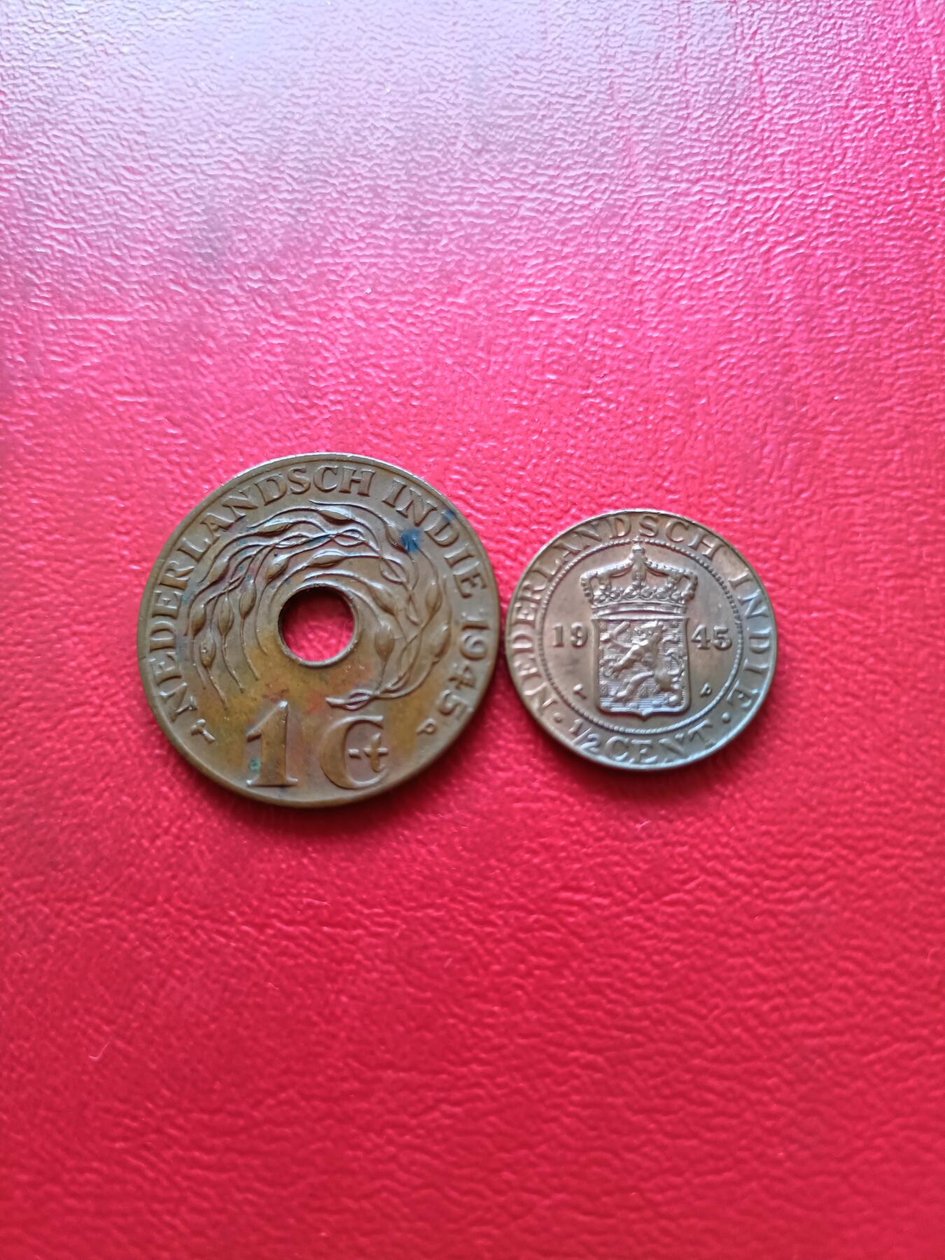 【云涧收藏】第二十七场 荷属东印度1945年p版1分、1/2分一对2枚