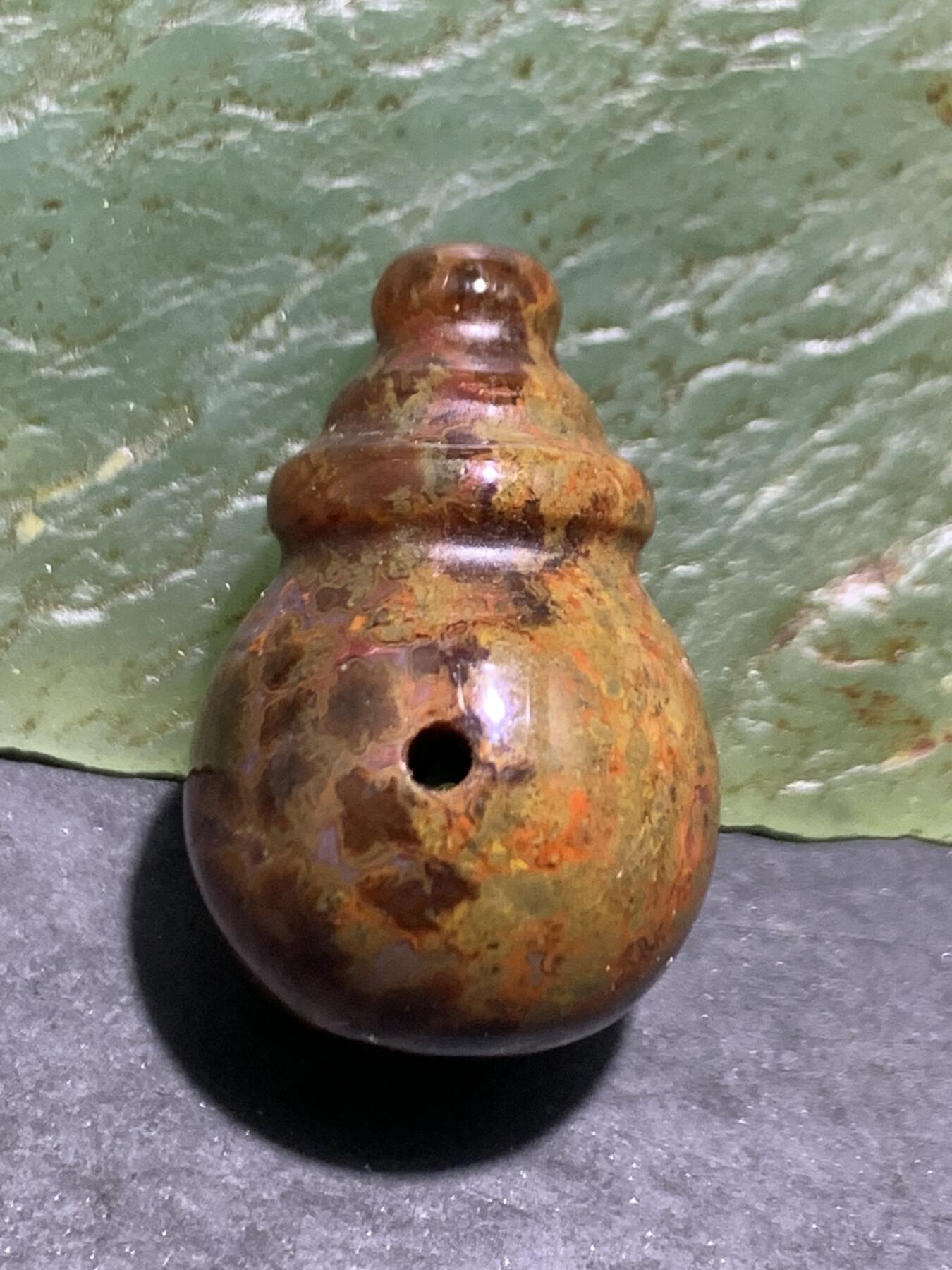 精美高玉化草花纹战国红玛瑙一体佛头三通一个！