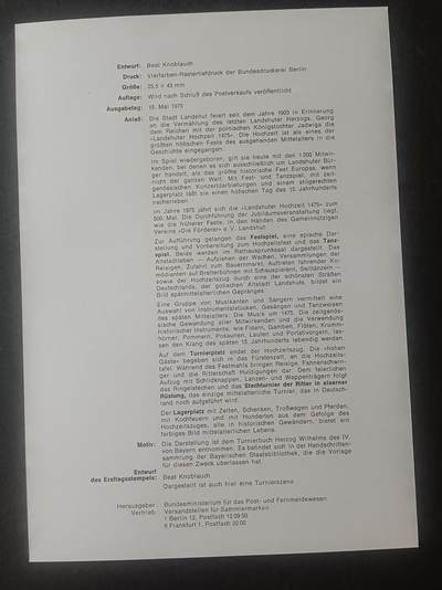 德国邮票纪念卡——出生卡（出世纸），1974、1975年全年齐拆零拍 1975/12  1975.5.15 国王勇敢者勃艮第围攻诺伊斯城500周年