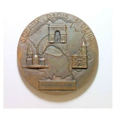 法国1900年前后 凯旋门等名胜古迹高浮雕精制大铜章 50MM - 法国1900年前后 凯旋门等名胜古迹高浮雕精制大铜章 50MM