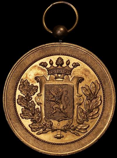 修遠堂世界钱币第七十期 - 1904年比利时根特音乐节鎏金铜章 50.45mm，51.88g