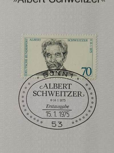 德国邮票纪念卡——出生卡（出世纸），1974、1975年全年齐拆零拍 1975/2  1975.1.15 A·美魏策尔诞辰100周年