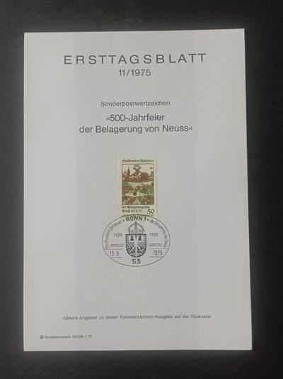 德国邮票纪念卡——出生卡（出世纸），1974、1975年全年齐拆零拍 1975/11  1975.5.15 兰茨呼特君王婚礼500周年