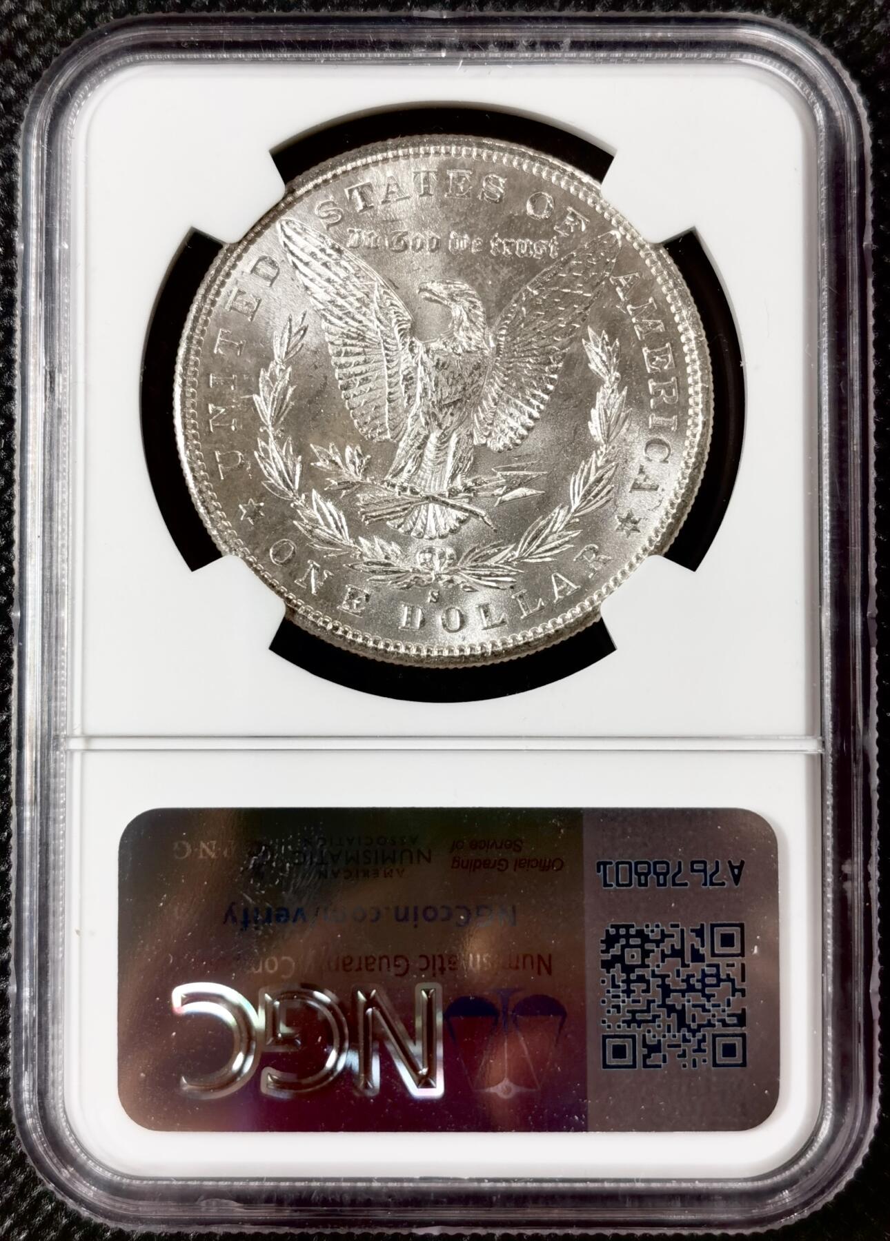  甄臻铺-美国银币专场-世界币章拍卖（第17期），送拍享返佣金等优惠多多 NGC-MS63 1881年S版摩根，PL质感，低评