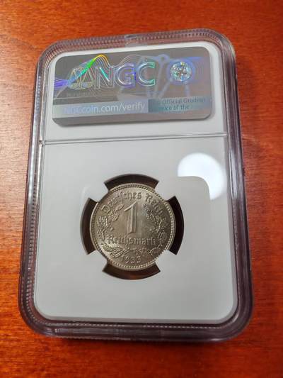 长老汇蛇年精选第十二场拍卖  1933F 德国第三帝国1马克镍币，NGC MS63，季军分，更高3枚