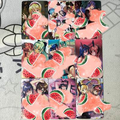 花开卡拍第22期（品控勿拍!!!收拍品，不寄存，运费5元，自制卡难免瑕疵，可能存在轻微撞角爆边等出厂瑕疵，品控介意勿拍！） - 动漫彩闪acg艺术卡一套小卡尺寸，9张