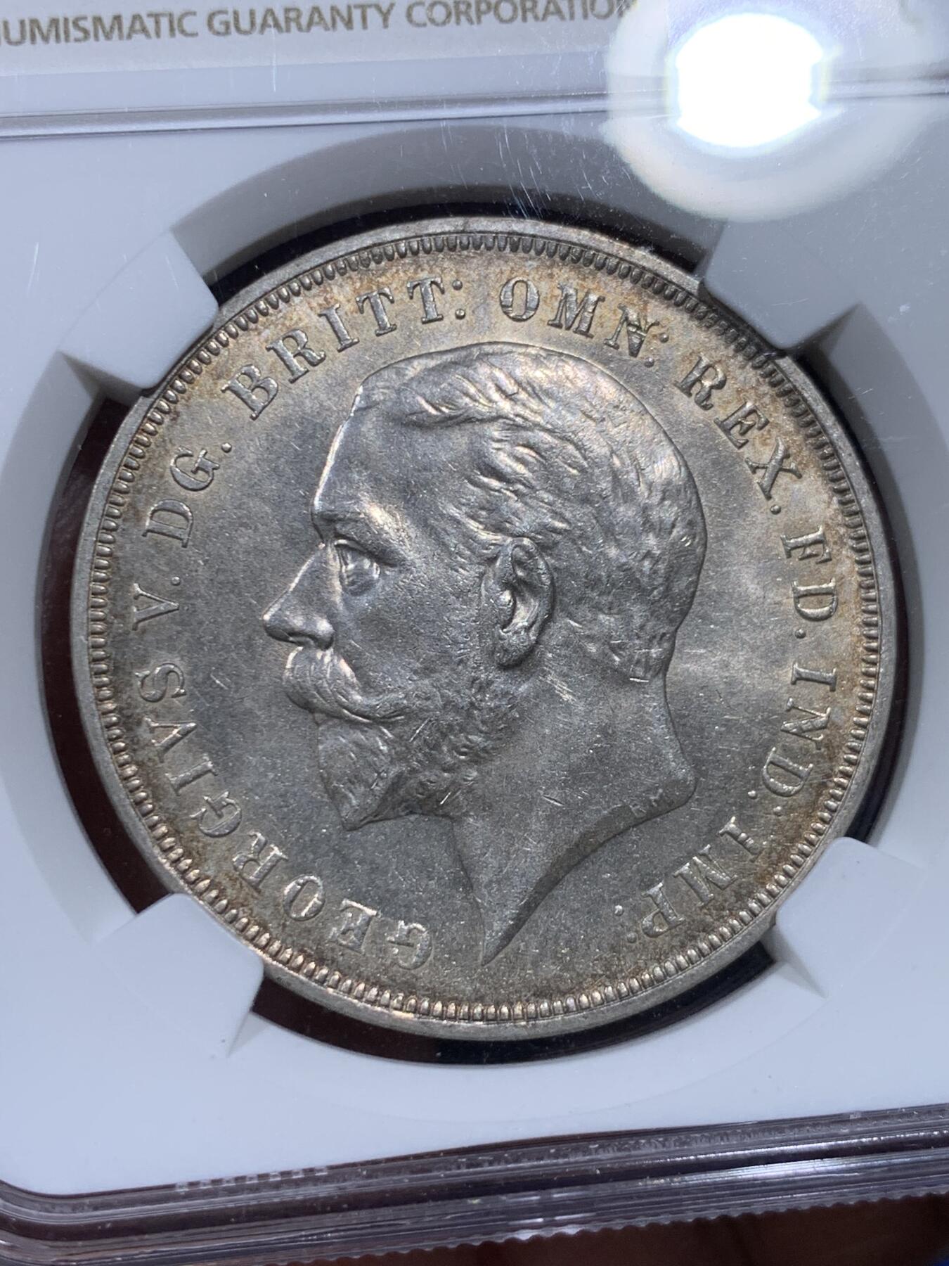 《竞宝斋》第382场 周日，周一，周二 3场连拍 （全场包邮） NGC MS64 英国 1935年 乔治五世木马剑1克朗银币