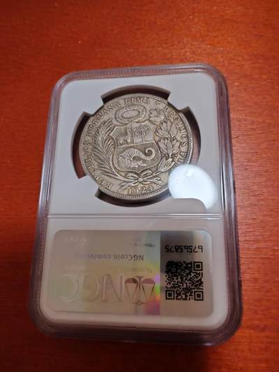 长老汇蛇年精选第十二场拍卖 1924秘鲁女神1索尔银币，NGC XF45，小字版