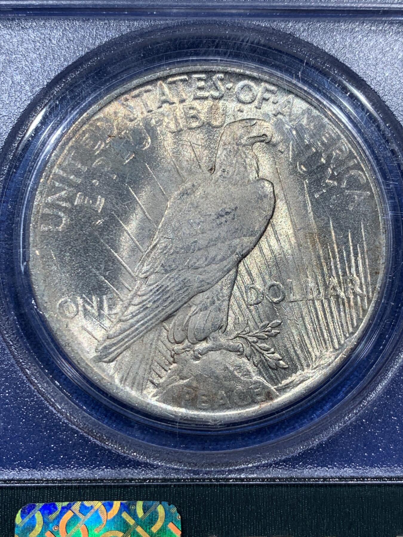 《竞宝斋》第382场 周日，周一，周二 3场连拍 （全场包邮） PCGS MS64 美国1923和平1美元银币 霜光强烈的老绿盒 