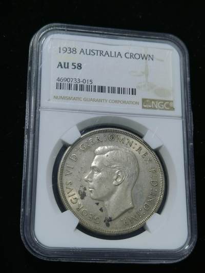 天下钱庄专场欢迎参拍 - 1938澳大利亚皇冠银币，NGC AU58