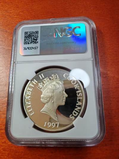 长老汇蛇年精选第十二场拍卖  1997库克群岛十九世纪汽车的发明50元精制银币，NGC PF69UC，亚军分，更高1枚