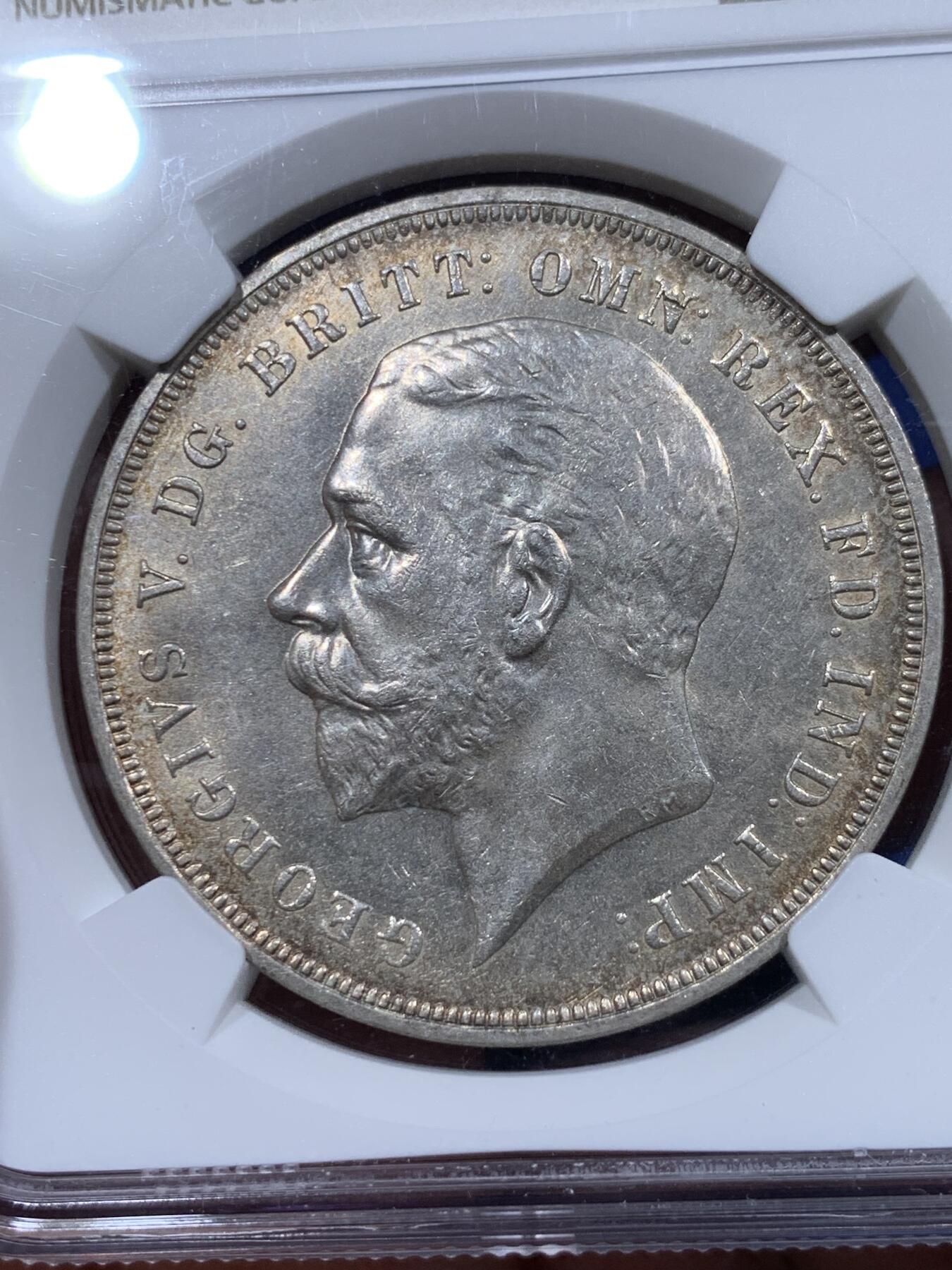 《竞宝斋》第382场 周日，周一，周二 3场连拍 （全场包邮） NGC MS64 英国 1935年 乔治五世木马剑1克朗银币