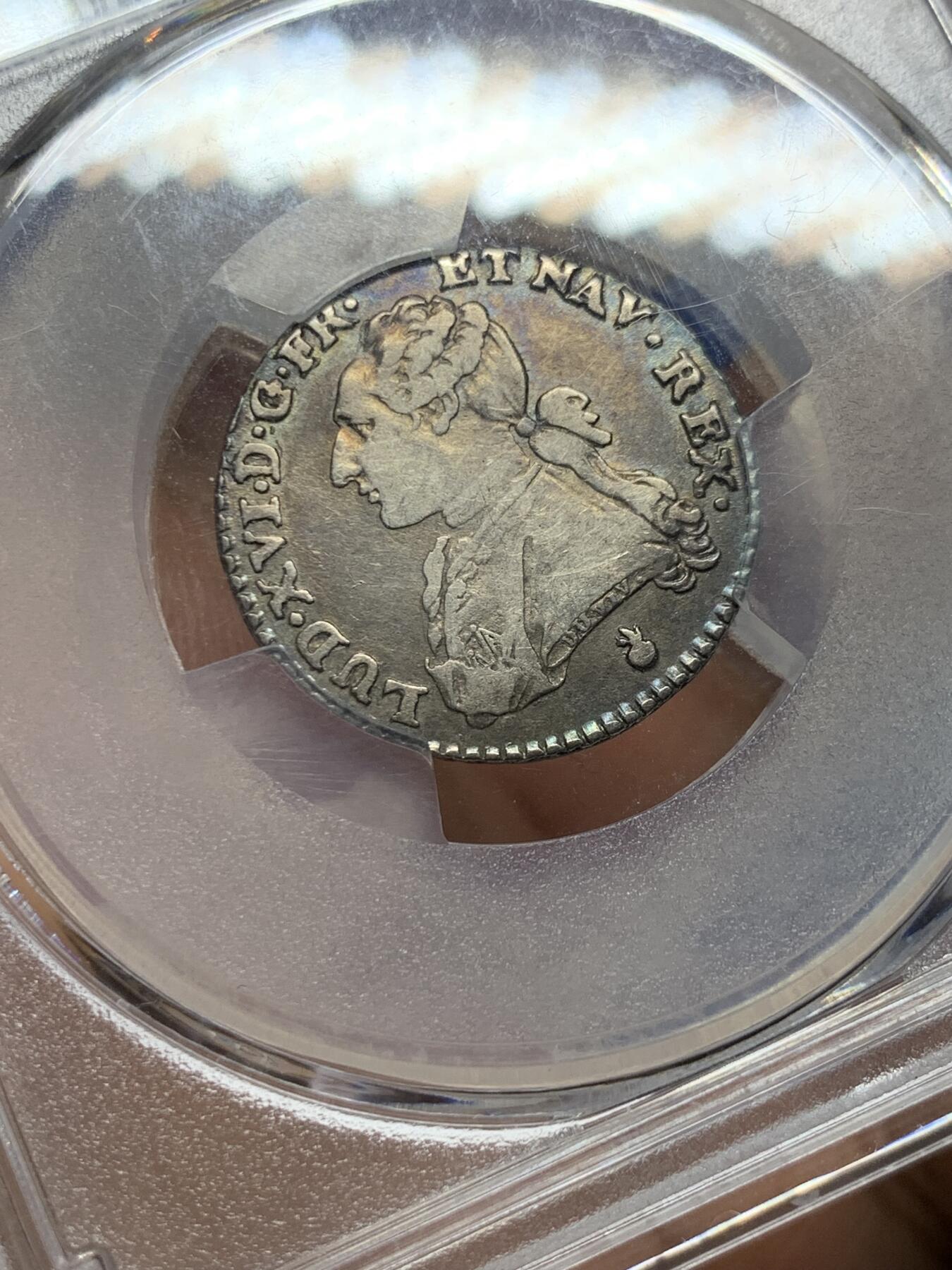 《竞宝斋》第382场 周日，周一，周二 3场连拍 （全场包邮） PCGS VF35 法国1784年十分之一埃居银币