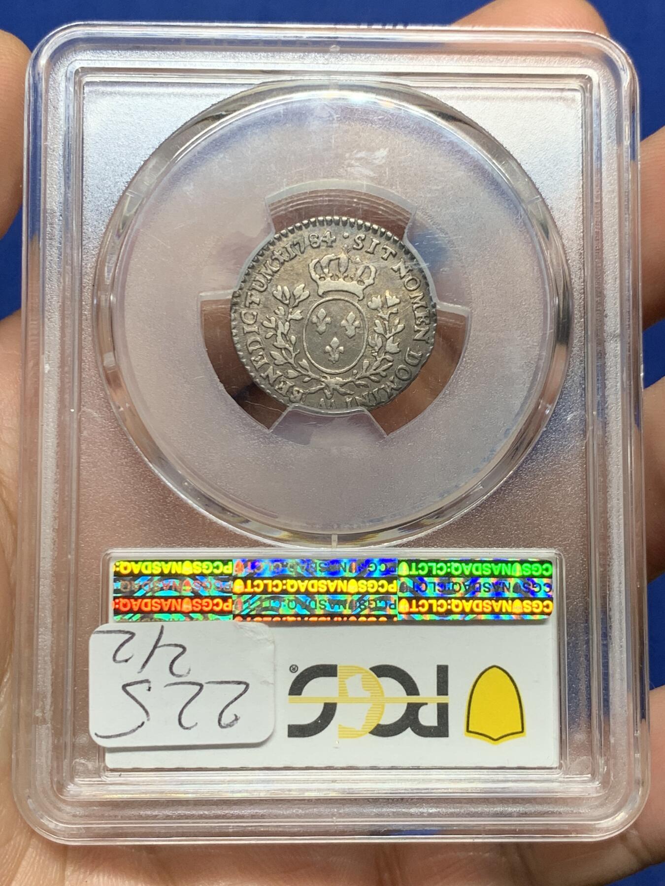 《竞宝斋》第382场 周日，周一，周二 3场连拍 （全场包邮） PCGS VF35 法国1784年十分之一埃居银币