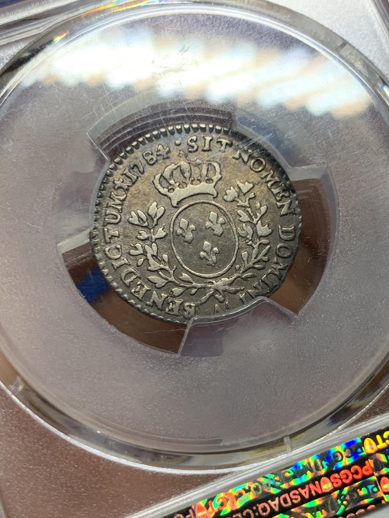 《竞宝斋》第382场 周日，周一，周二 3场连拍 （全场包邮） PCGS VF35 法国1784年十分之一埃居银币