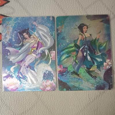 花开卡拍第22期（品控勿拍!!!收拍品，不寄存，运费5元，自制卡难免瑕疵，可能存在轻微撞角爆边等出厂瑕疵，品控介意勿拍！） - 燎原卡牌 焱卡文化 玲姐解语花第二弹 白素贞、小青特卡，半粗（折光），共2张