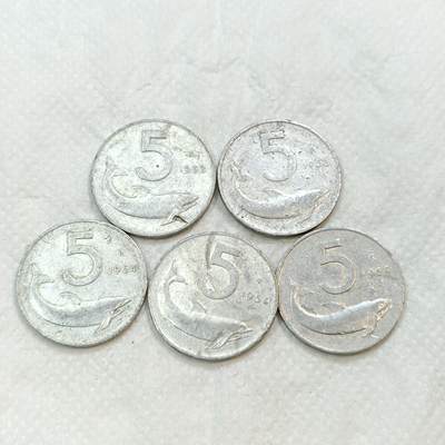 君烨收藏 0元起拍 散币场 每天一场 可留存 第25场 周日发货 - 意大利5里拉5枚