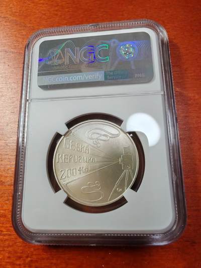 长老汇蛇年精选第十二场拍卖 2008捷克维克多·庞雷波一百五十周年200克朗银币，NGC MS65分，唯一冠军分，9572枚，外网一般2000元以上
