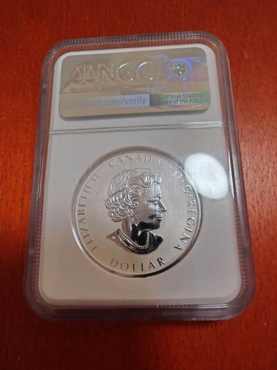 长老汇蛇年精选第十二场拍卖  2021加拿大和平1加元超高浮雕反向精制银币，NGC PF69