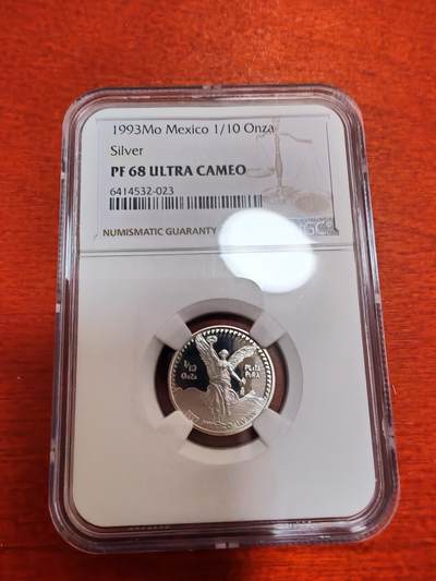 长老汇蛇年精选第十二场拍卖 1993墨西哥胜利女神1/10盎司精制银币，NGC PF68UC，5002枚