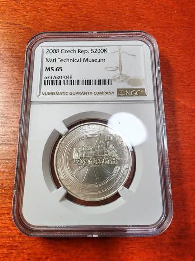 长老汇蛇年精选第十二场拍卖 2008捷克国家科技馆百周年200克朗银币，NGC MS65分，唯一亚军分，更高1枚，9972枚，外网一般2000元以上 