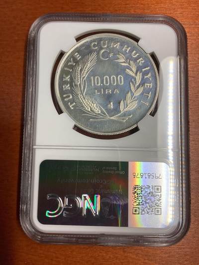 长老汇蛇年精选第十二场拍卖 1986 土耳其墨西哥世界杯1万里拉精制银币，NGC PF65UC，唯一亚军分，更高分仅有两枚