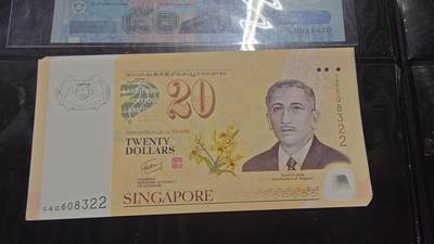 【世界钱币】微拍第179期暨2025年第18期  少量新品上架 2007年新加坡20元塑料纪念钞 全新绝品无47