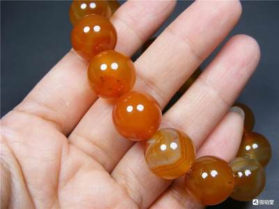 玉石翡翠玛瑙｜拍卖专场 老西亚柿子红缠丝玛瑙手串｜尺寸1.3cm