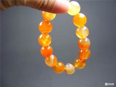 玉石翡翠玛瑙｜拍卖专场 老西亚柿子红缠丝玛瑙手串｜尺寸1.3cm