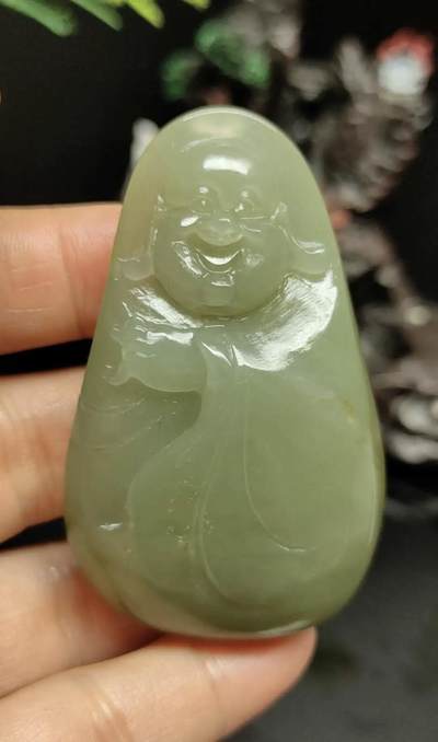 玉石翡翠玛瑙｜拍卖专场 和田玉山流水料佛手把件\挂件｜配国检证书