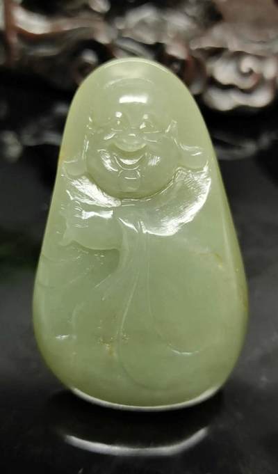 玉石翡翠玛瑙｜拍卖专场 和田玉山流水料佛手把件\挂件｜配国检证书