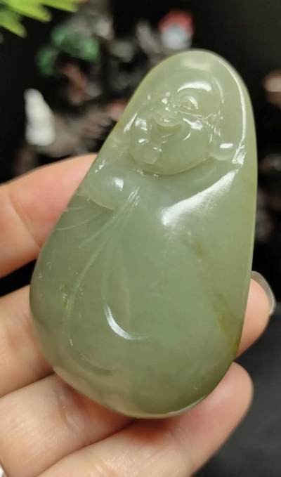 玉石翡翠玛瑙｜拍卖专场 和田玉山流水料佛手把件\挂件｜配国检证书