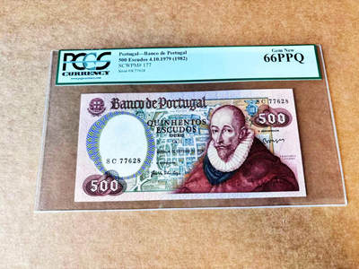 【Blue Auction】世界纸币精拍第667期【精】——16级TOP拍卖/信誉/品质/专业/高效💫 葡萄牙 1979年500埃斯库多 PCGS66EPQ 