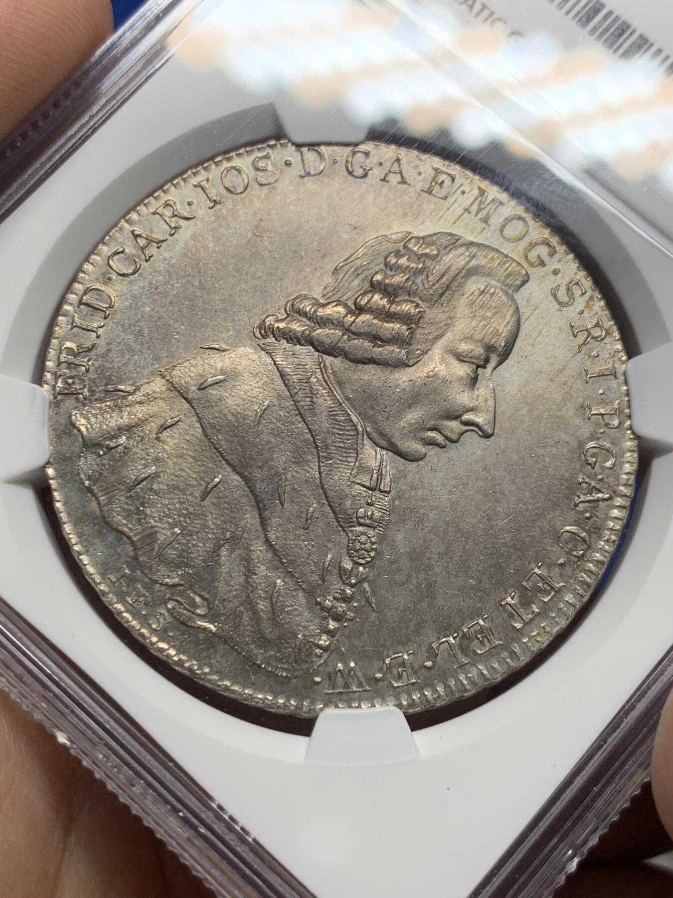 《竞宝斋》第383场 周日，周一，周二 3场连拍 （全场包邮） 亚军分 NGC MS62 德国 1794 美因茨大主教区 单一发行年份 PL底板 不可多得藏品