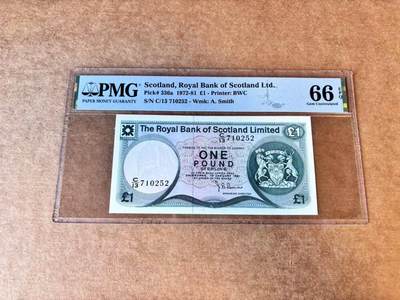 【Blue Auction】世界纸币精拍第667期【精】——16级TOP拍卖/信誉/品质/专业/高效💫 苏格兰 1972-81年1镑 PMG66EPQ 