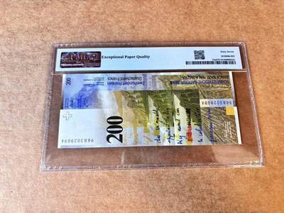 【Blue Auction】世界纸币精拍第667期【精】——16级TOP拍卖/信誉/品质/专业/高效💫 【a版】瑞士 1996年200法郎 PMG67EPQ 高分