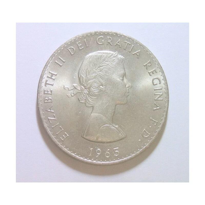 英国1965年二战首相丘吉尔米字旗彩色纪念币章 40MM