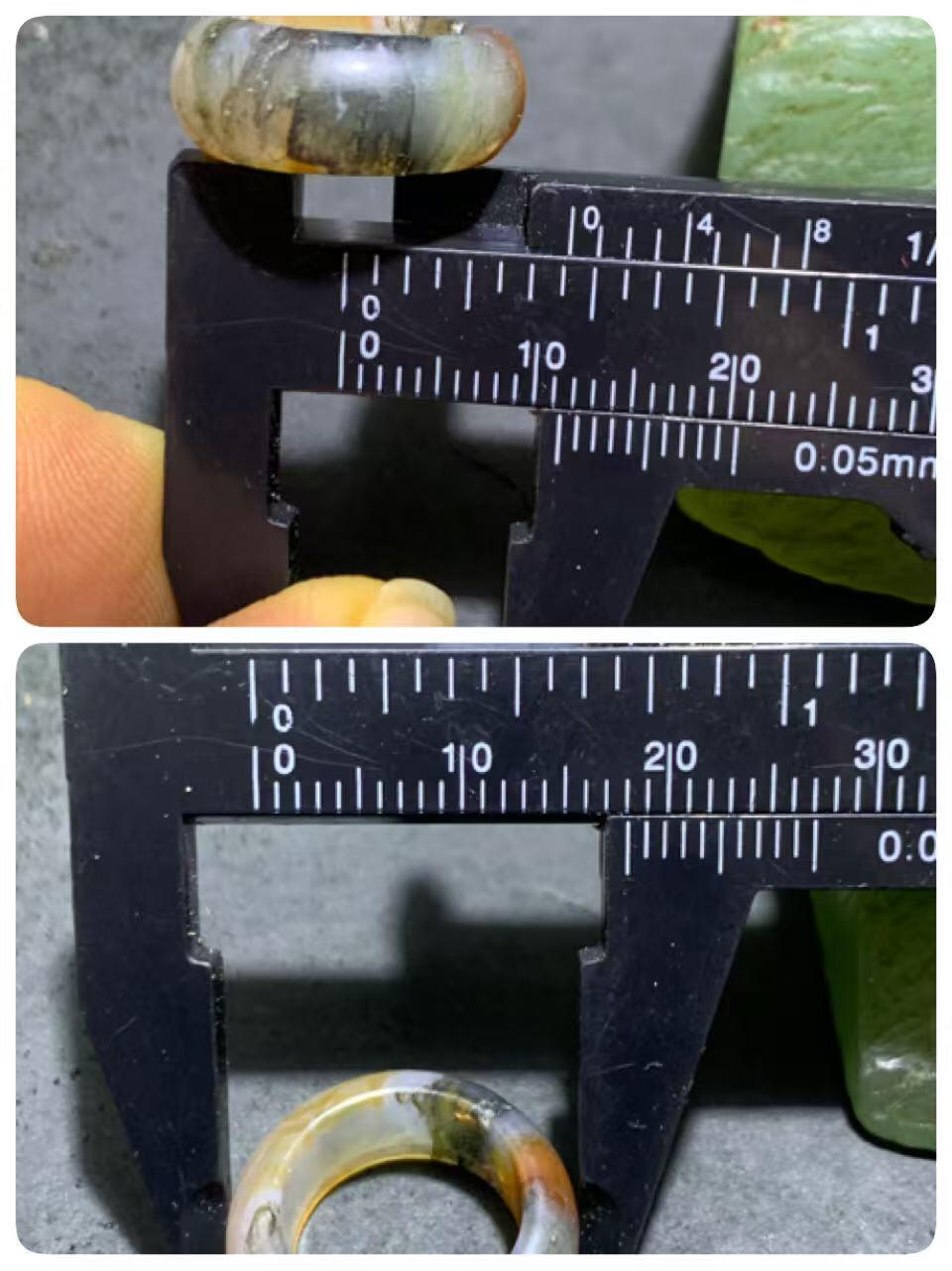 天然冰透亚光高玉化多彩水草玛瑙通货跑环（卡环)一个