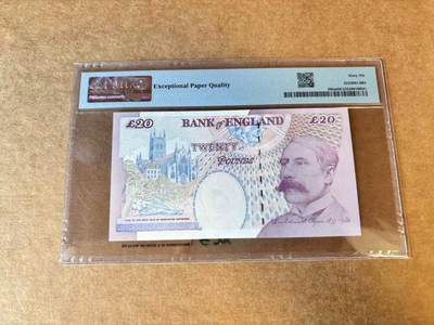 【Blue Auction】世界纸币精拍第667期【精】——16级TOP拍卖/信誉/品质/专业/高效💫 英国 1999年20镑  PMG66EPQ