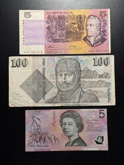 八十四场 - 澳大利亚100$毛线帽+不同版本5$，一共3张，流通品。版本不错