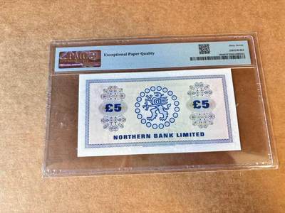 【Blue Auction】世界纸币精拍第667期【精】——16级TOP拍卖/信誉/品质/专业/高效💫 北爱尔兰 1982年5镑 PMG67EPQ 高分 