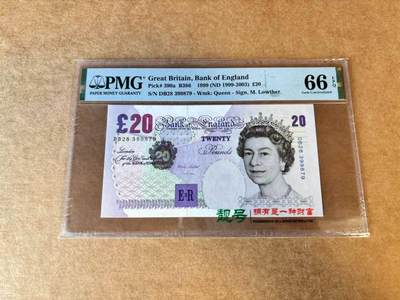 【Blue Auction】世界纸币精拍第667期【精】——16级TOP拍卖/信誉/品质/专业/高效💫 英国 1999年20镑  PMG66EPQ