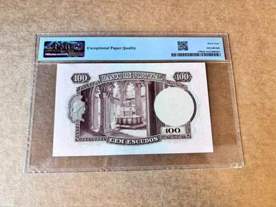 【Blue Auction】世界纸币精拍第667期【精】——16级TOP拍卖/信誉/品质/专业/高效💫 葡萄牙 1957年100埃斯库多 BWC出品 PMG64EPQ 
