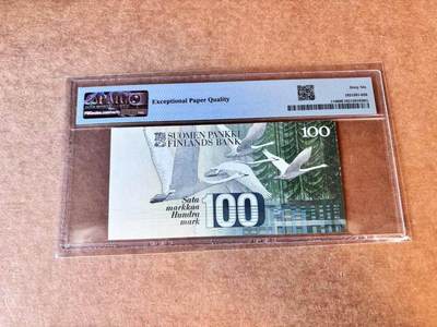 【Blue Auction】世界纸币精拍第667期【精】——16级TOP拍卖/信誉/品质/专业/高效💫 芬兰 1986年100马克 PMG66EPQ 