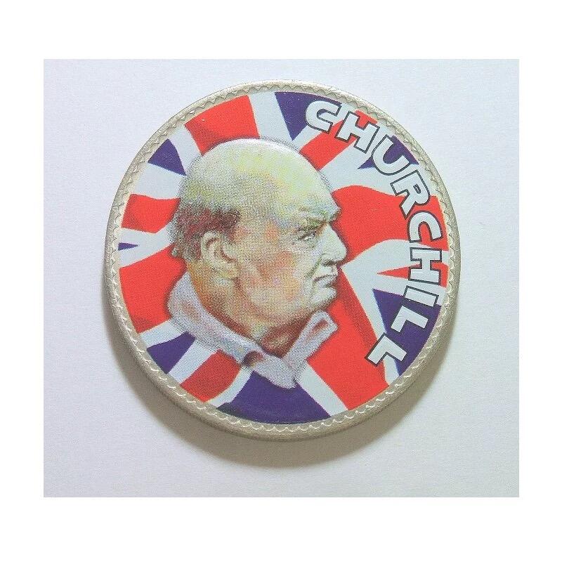 英国1965年二战首相丘吉尔米字旗彩色纪念币章 40MM